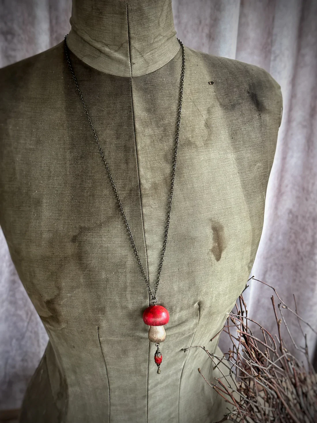 Big Red Mushroom Necklace - Image 3