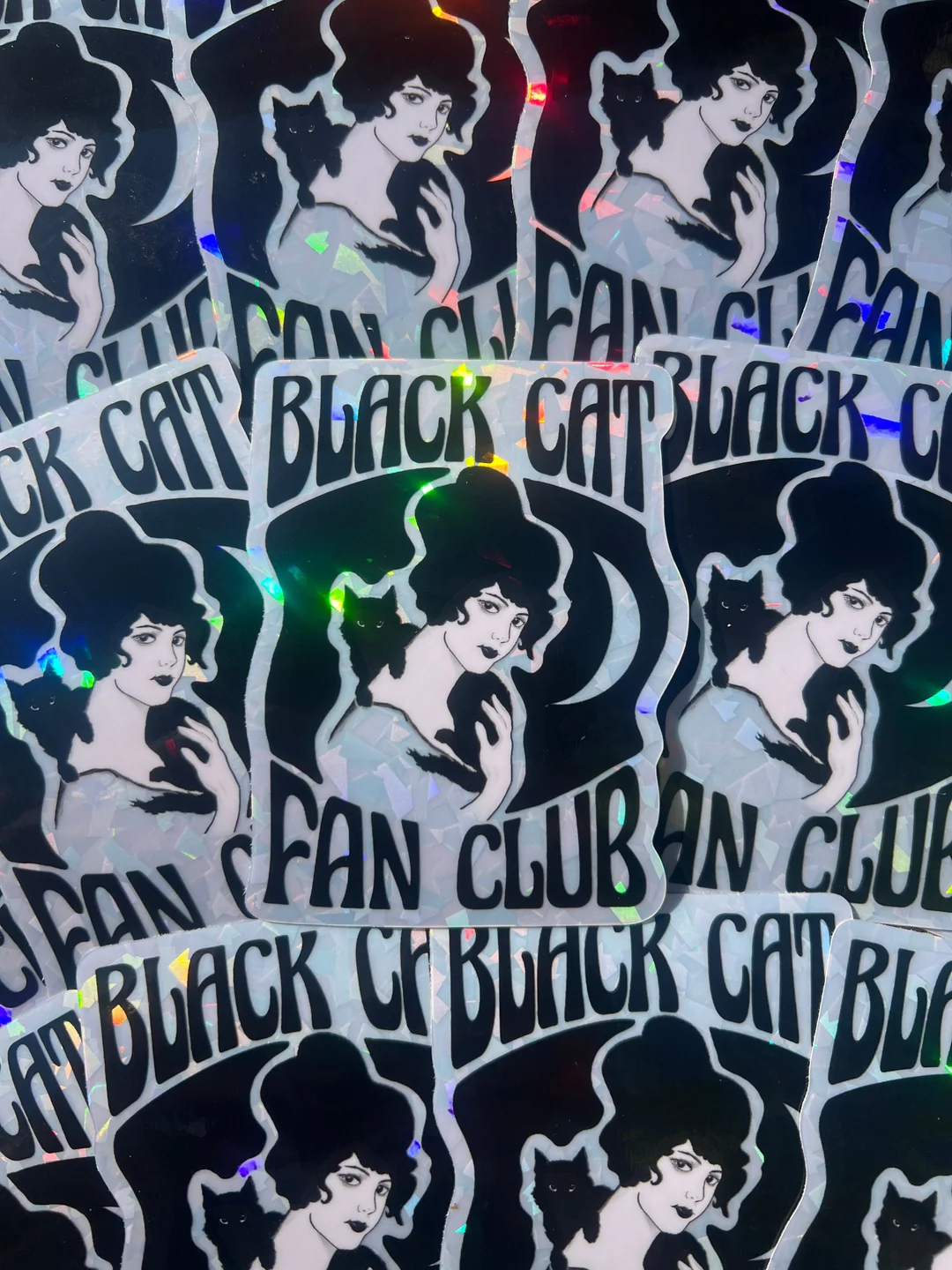 Black Cat Fan Club Holographic Sticker - Image 3