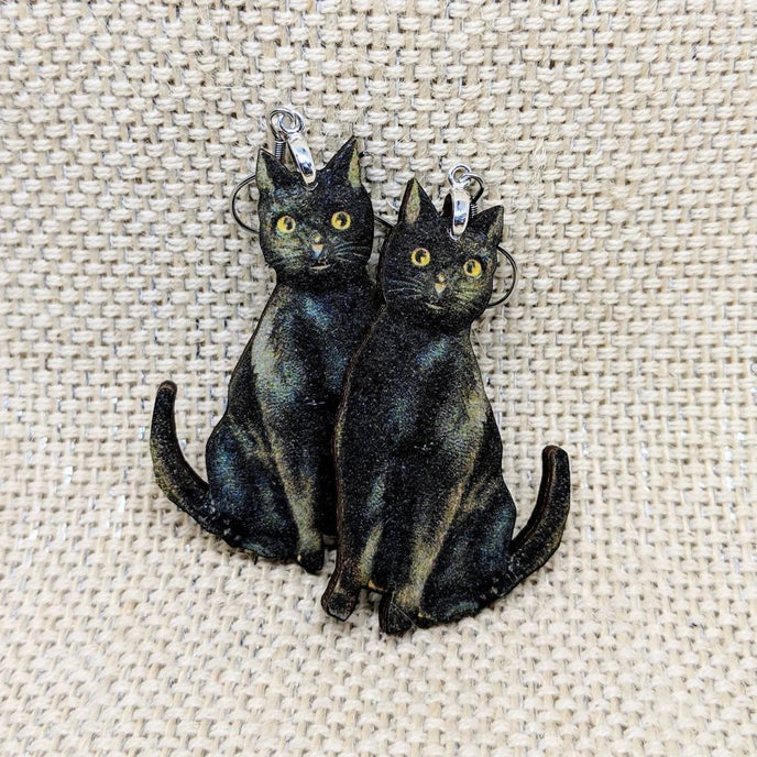 Black Cat Kitty Earrings - Image 3
