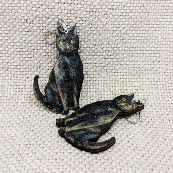 Black Cat Kitty Earrings - Image 4