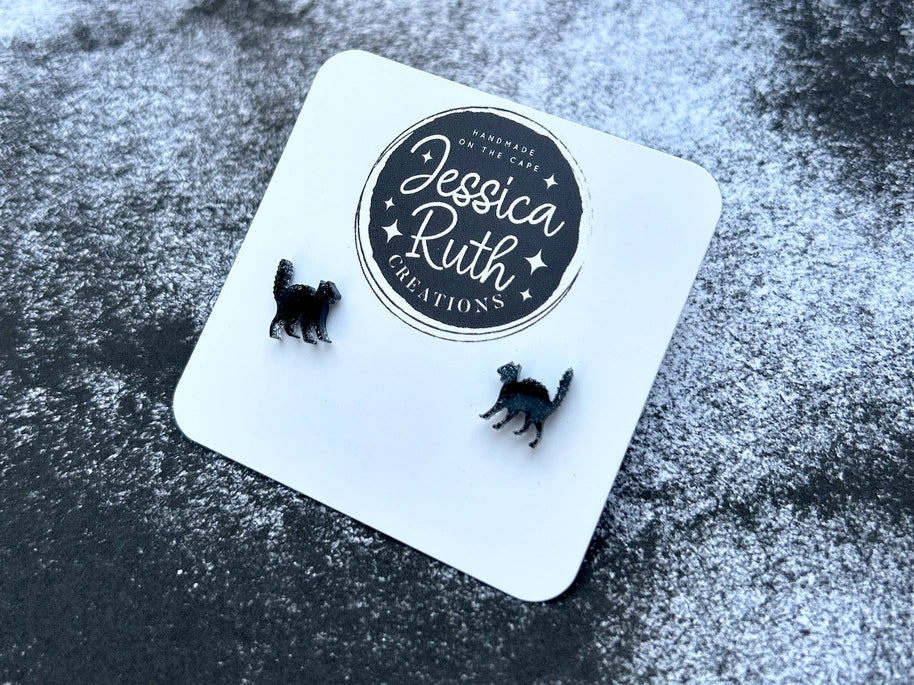 Black Cat Stud Earrings - Image 2