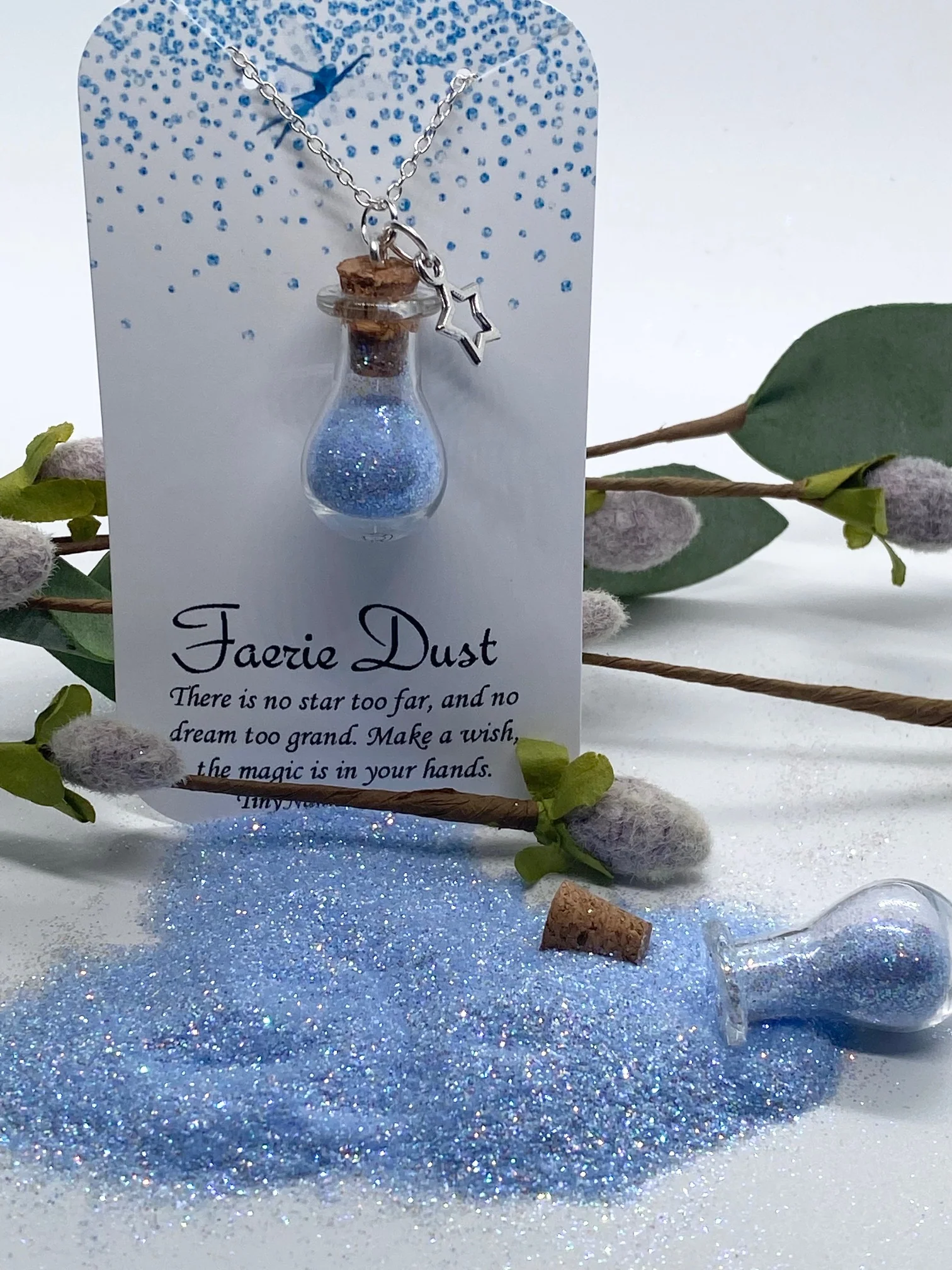 Blue Faerie Dust with Silver Plated Chain - Image 6