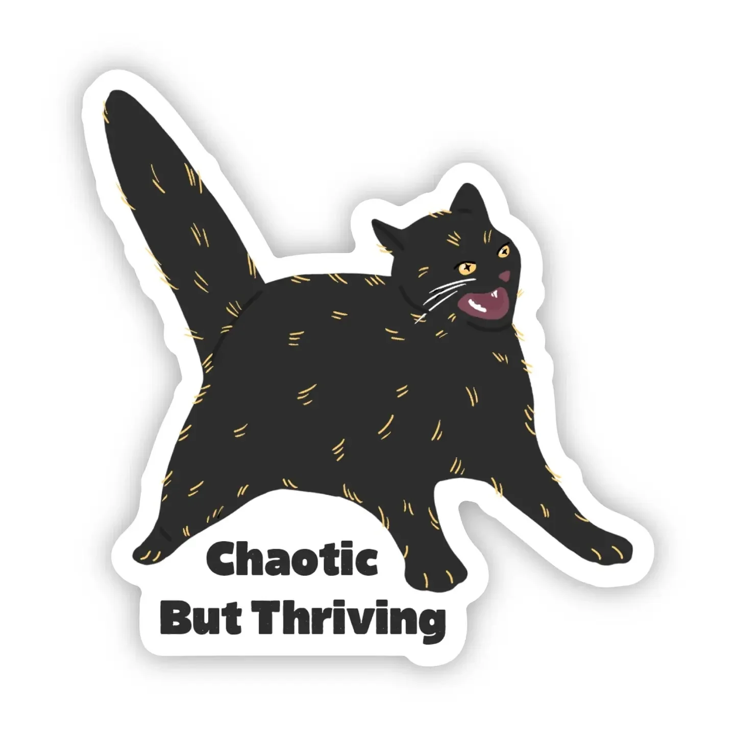 Chaotic But Thriving Anime Cat Sticker - Image 2