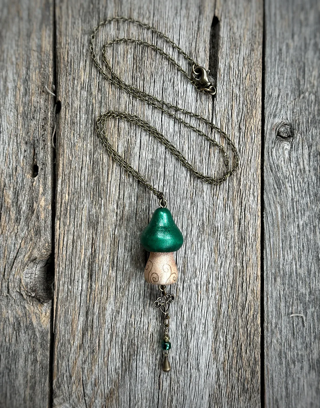 Emerald Forest Mushroom Necklace - Image 4
