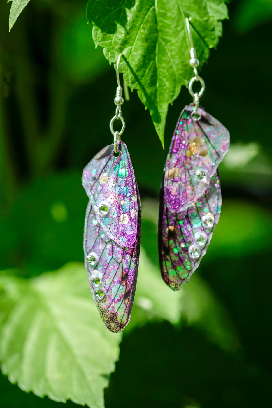 Fairy Wing Earrings - Iridescent Purple - Image 2