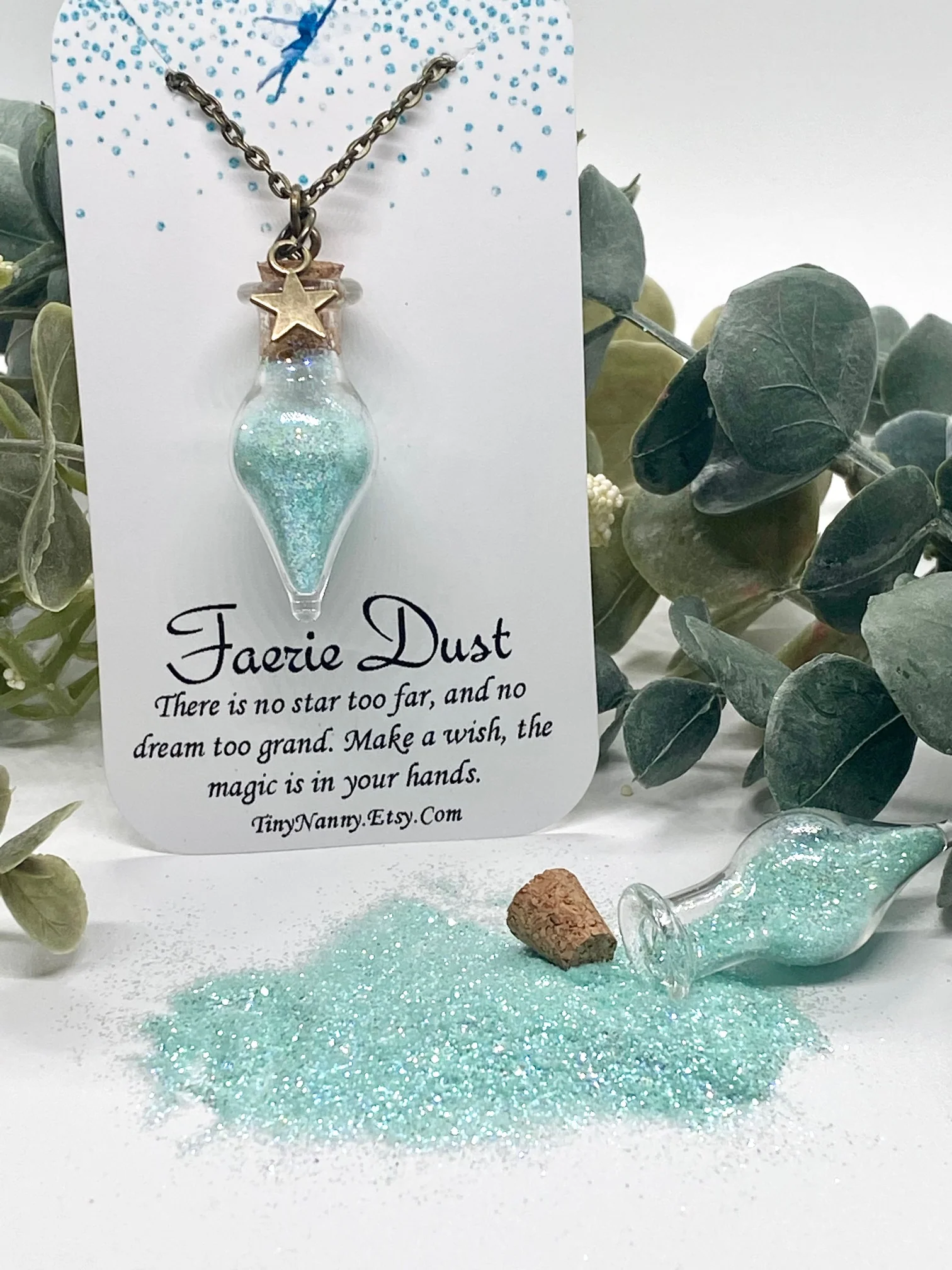 Green Faerie Dust with Brass Chain - Image 3