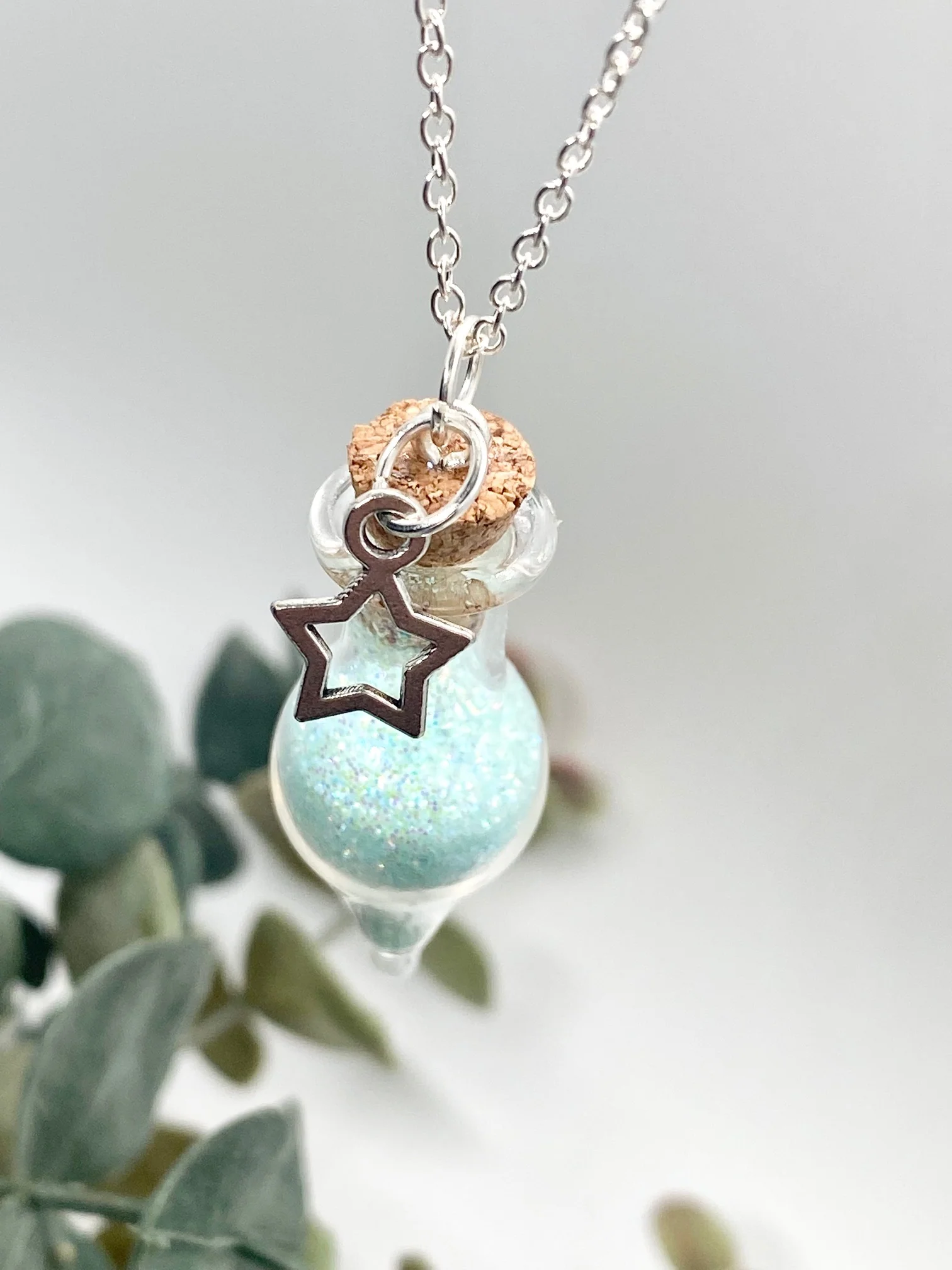 Green Faerie Dust with Silver Plated Chain - Image 5