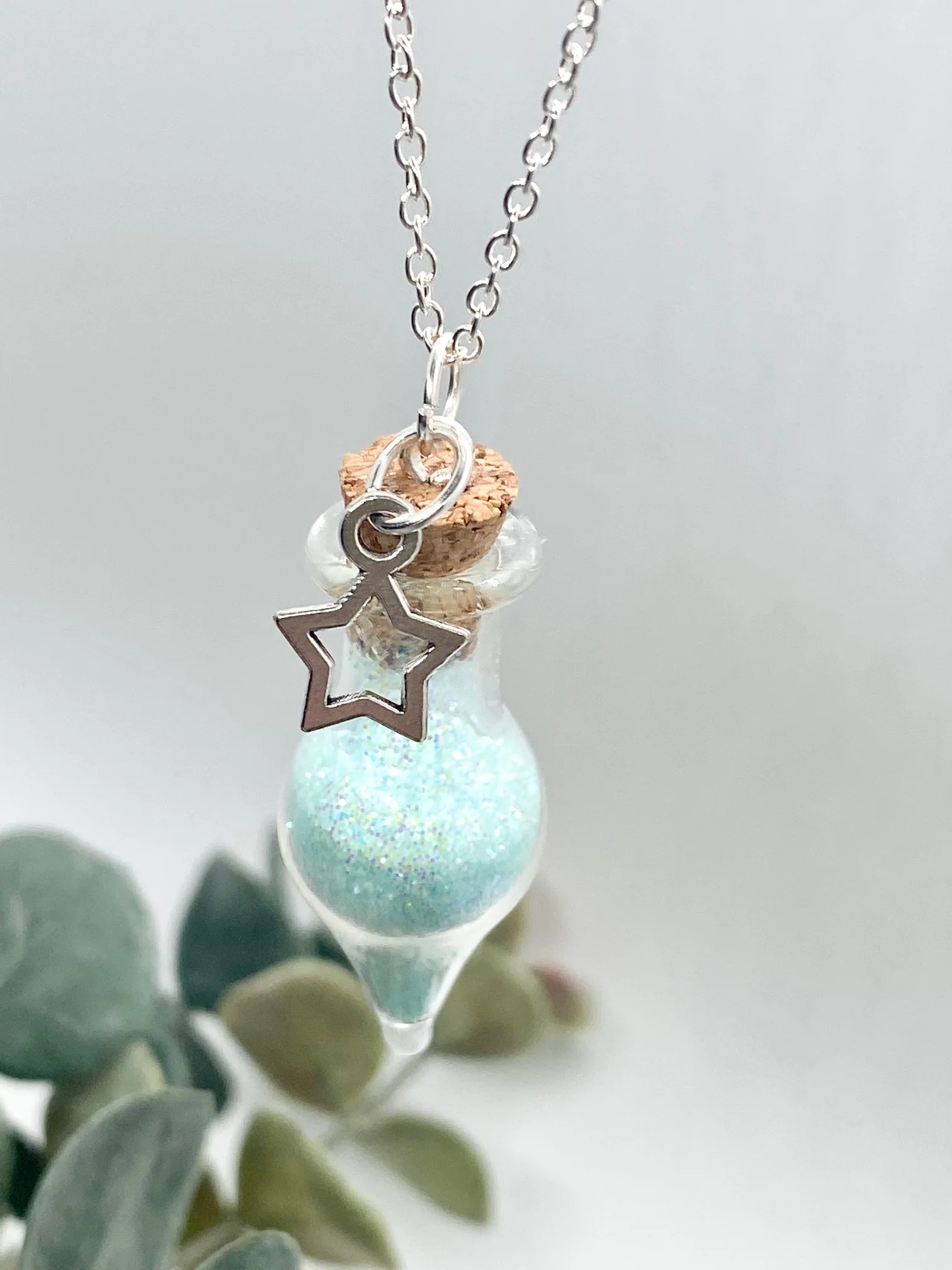 Green Faerie Dust with Silver Plated Chain - Image 6