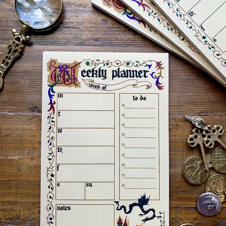 Medieval Weekly Planner Notepad - Image 3