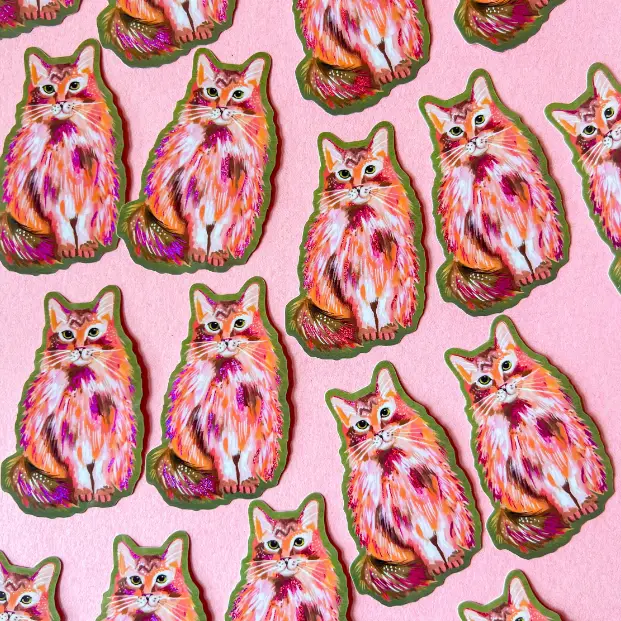 Pink Glitter Kitty Sticker - Image 2