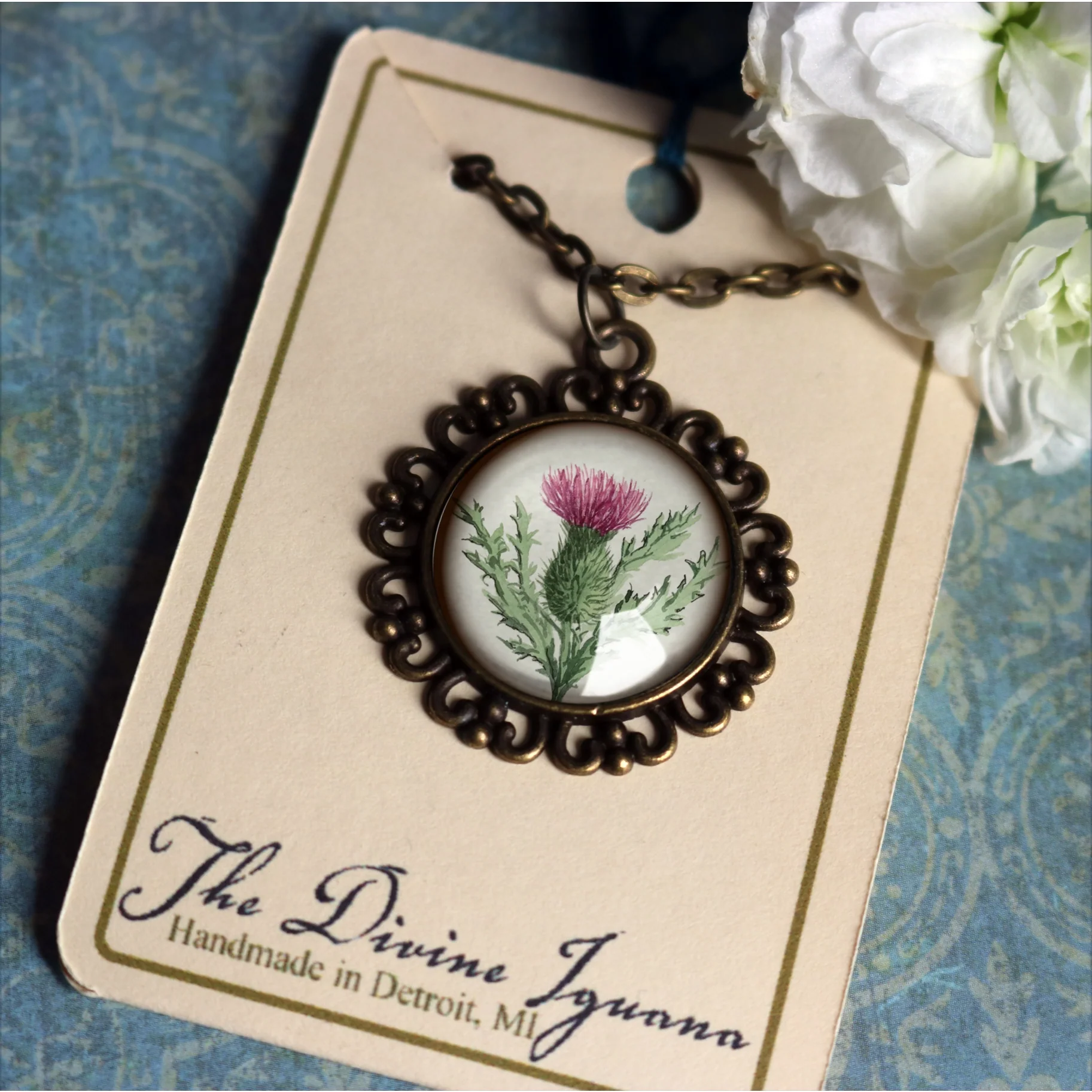 Scottish Thistle Ornate Pendant Necklace - Image 3