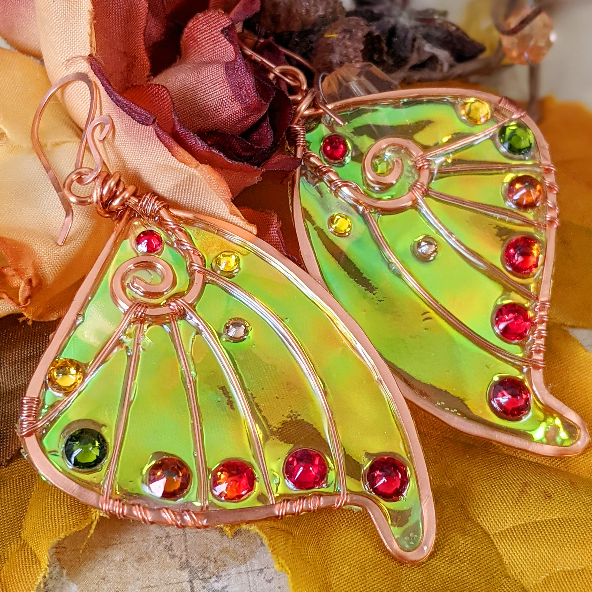 Autumn Fae Faery Wing Earrings - Image 3