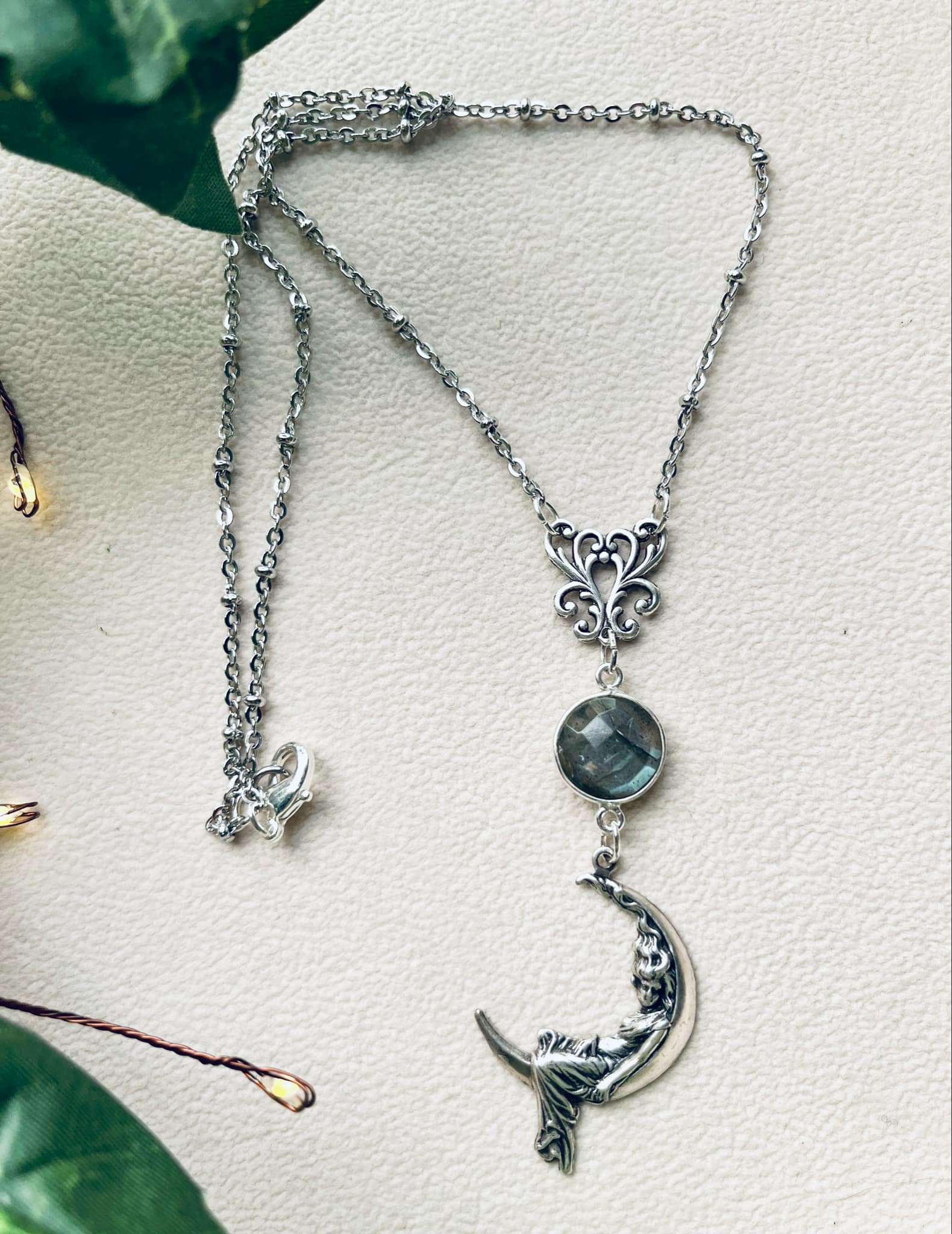 Silver Labradorite Moon Fairy Necklace - Image 3