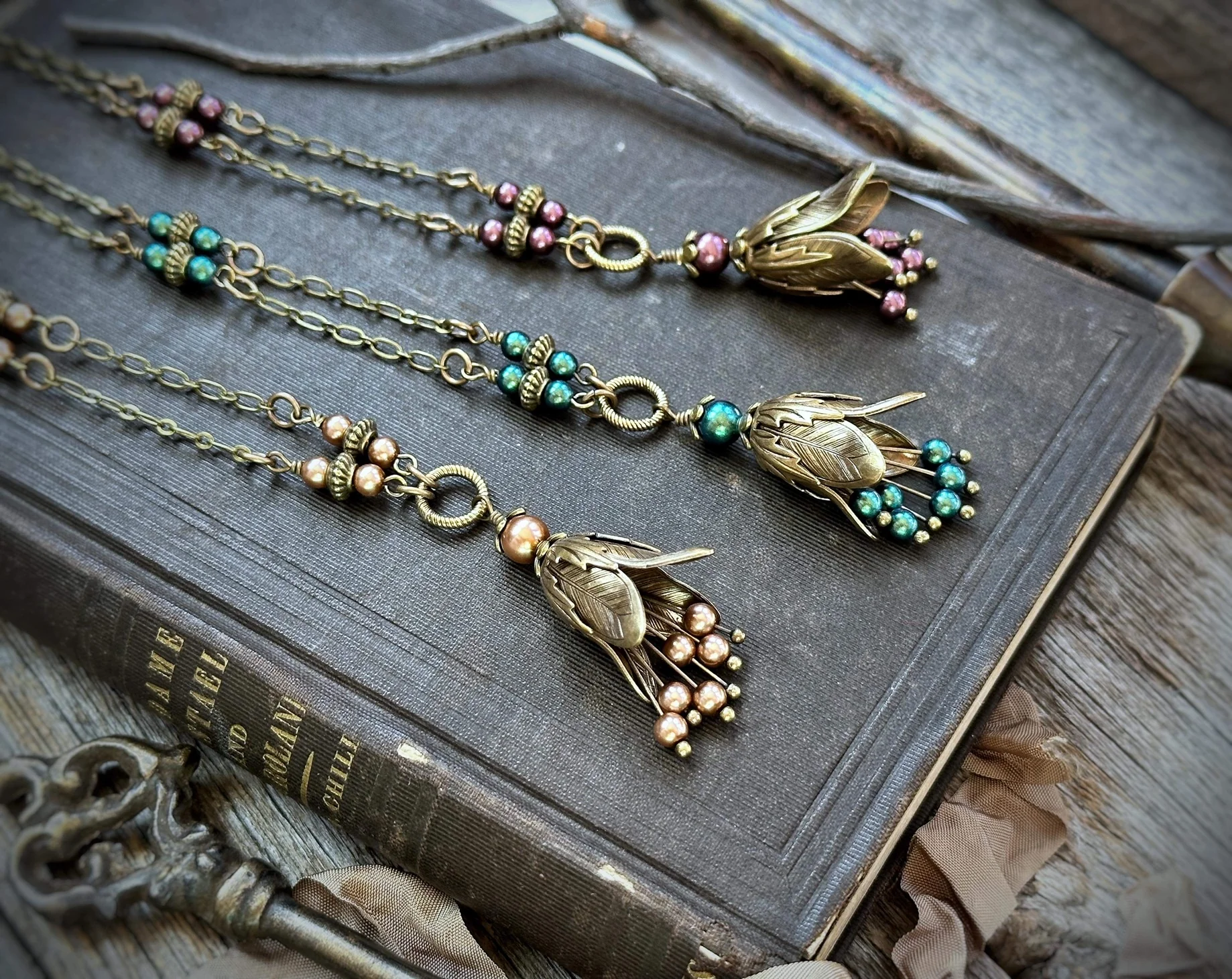 Vintage Fairy Bell Necklace -- Soft Rose - Image 7
