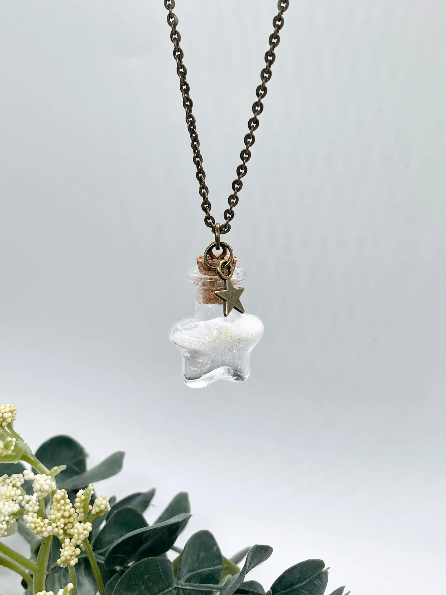 White Faerie Dust with Brass Chain - Image 3