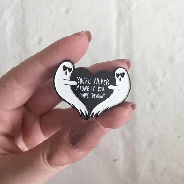 You're Never Alone If You Have Demons Ghost Enamel Pin - Image 3